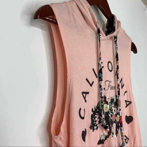 Tropical California Republic Bear Hooded Tank Sleeveless Shirt Size Small - Picture 4 of 11